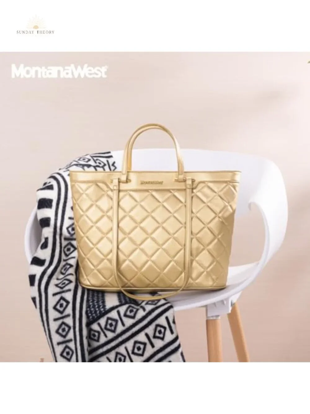 Quilted Vegan Leather Tote Bag for Women with Top Zipper
